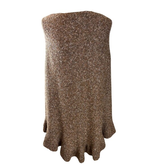 Cabi Poncho Shawl Women's ONE SIZE Cape Heather Brown Ruffle Hem Flowy - Picture 4 of 11